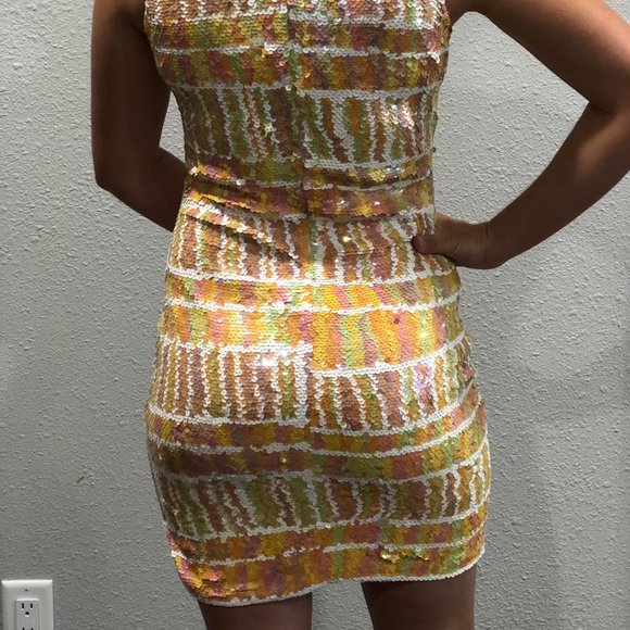 Vintage Oleg Cassini Black Tie Sequin Dress - Picture 2 of 4